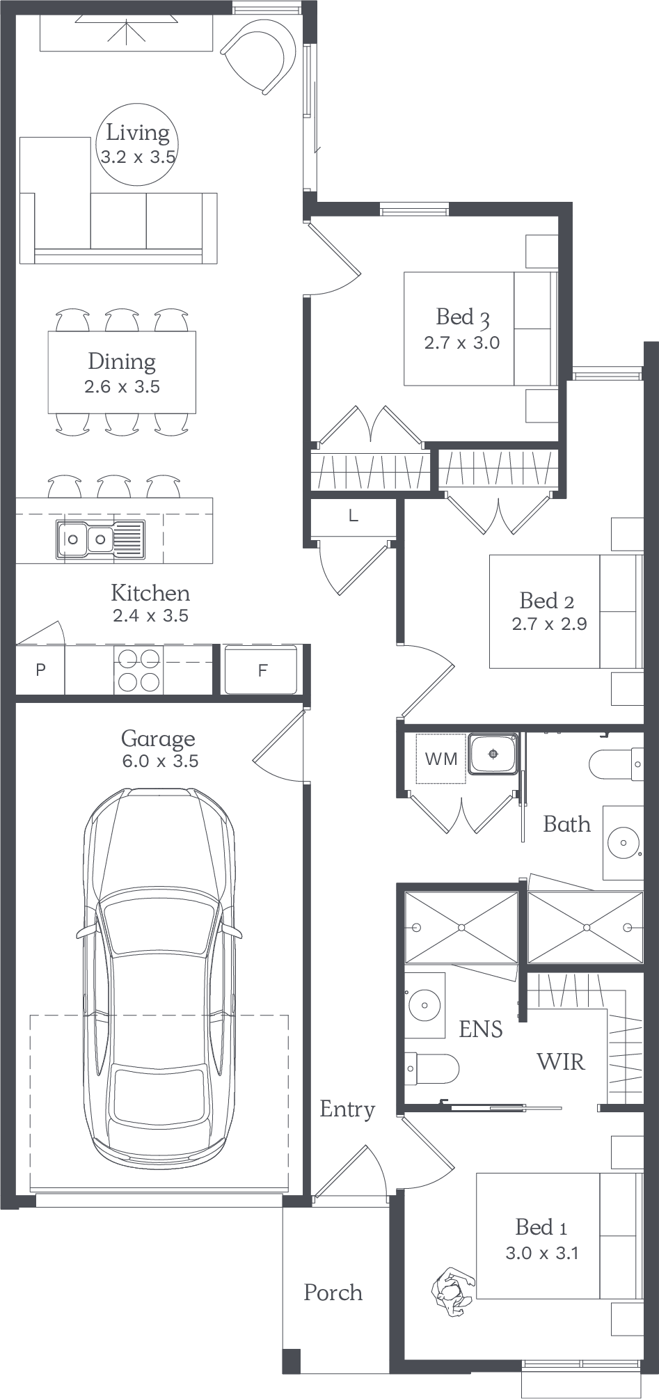 3 bed Floor Plan