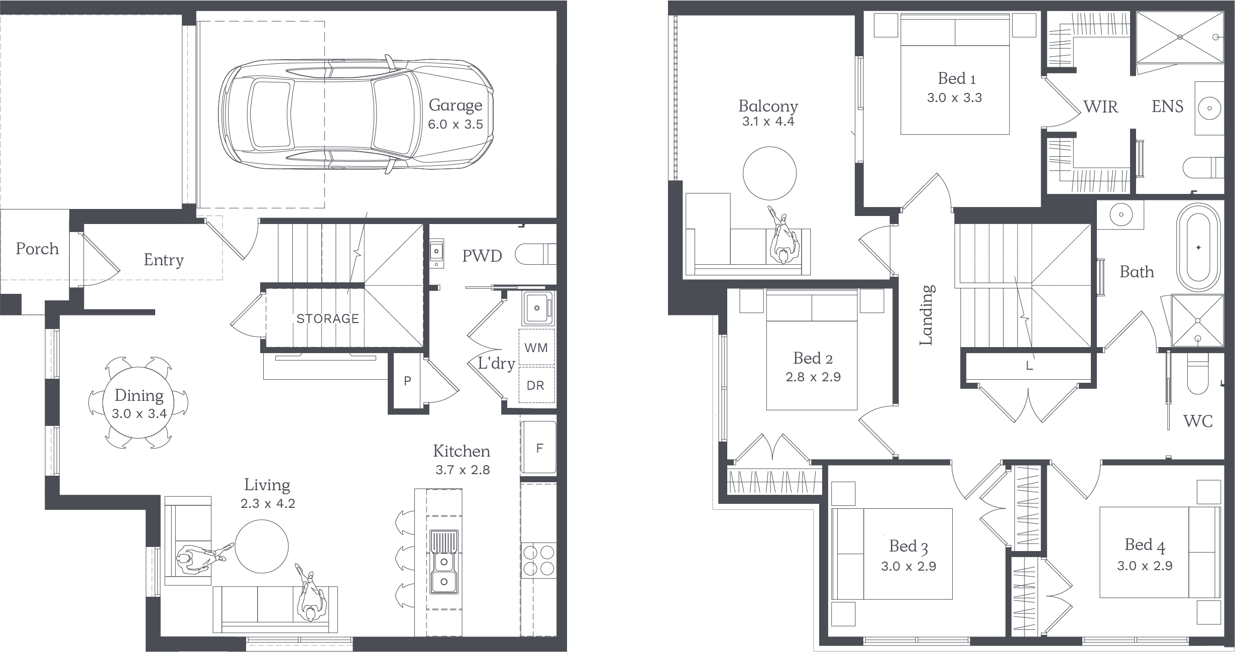 4 bed Floor Plan