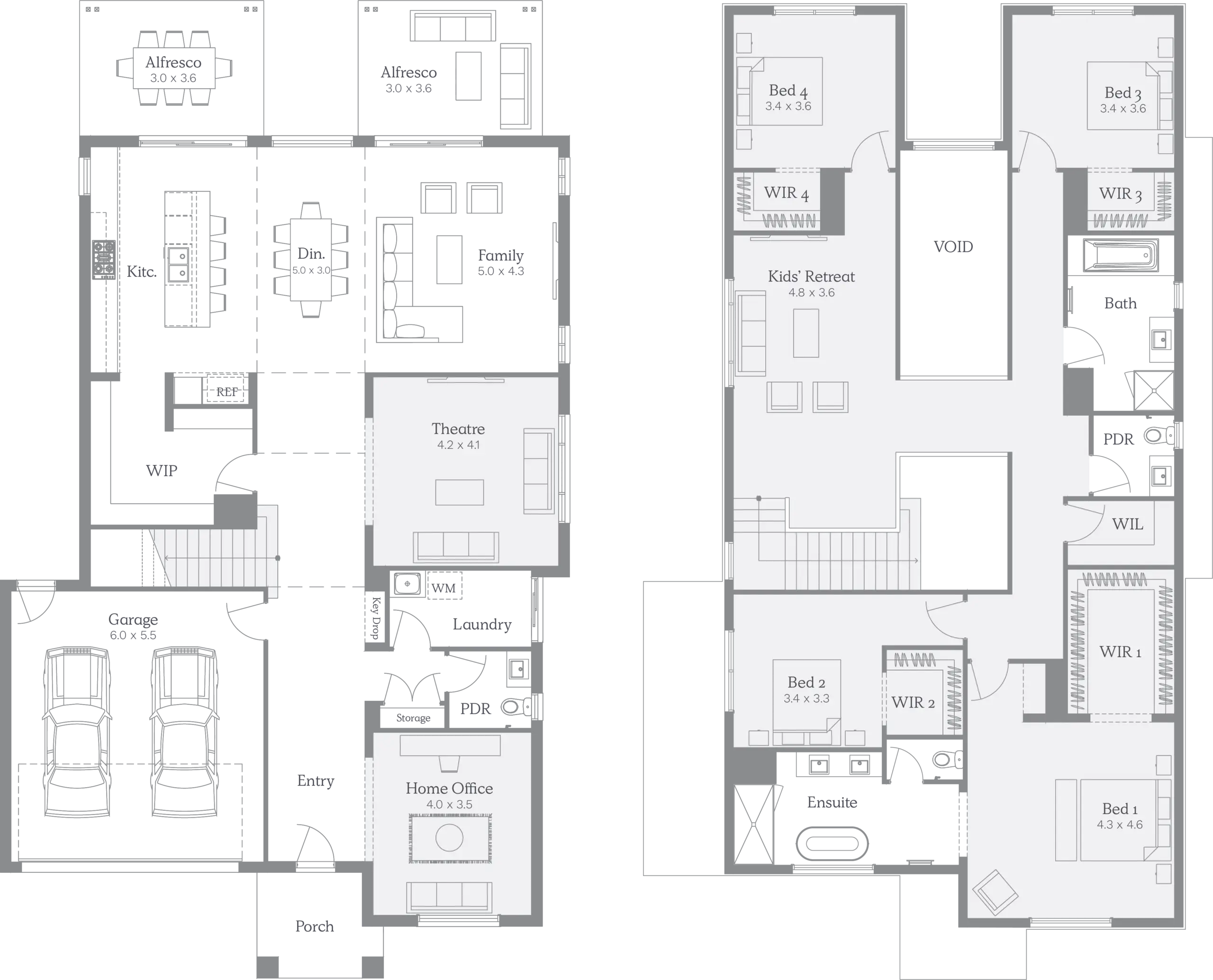 House floor plans showing different home layout options